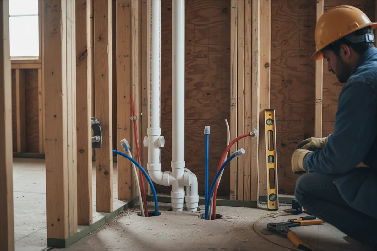 Drain and supply rough-in during Toilet Repair and Installation in Alpine
