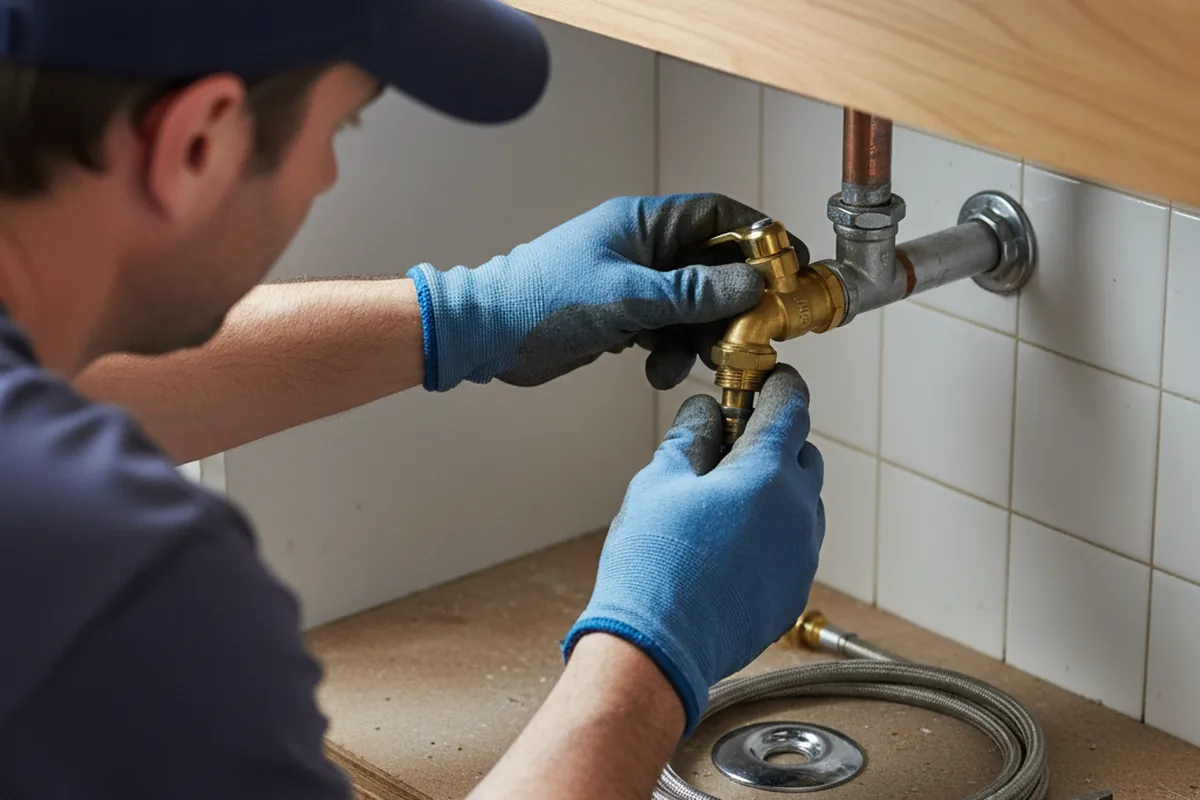 Shutoff valve and fitting work during Burst Pipe Repair in Alpine